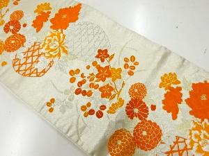 アンティーク　花籠模様織出し袋帯（材料）
